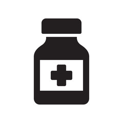 Medicine bottle icon in trendy flat style design. Vector graphic illustration. Medicine bottle icon for website design, logo, app, and ui. Vector file. EPS 10.