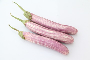 purple eggplant isolated on white background with path