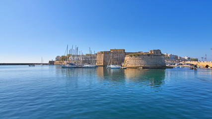 View At Il Rivellino Fortress And Gallipoli Castle Around Old Harbour Gallipoli Puglia Italy