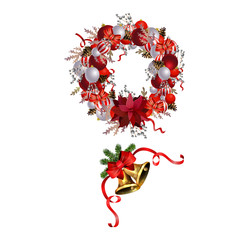 Christmas decorations with fir tree collection isolated