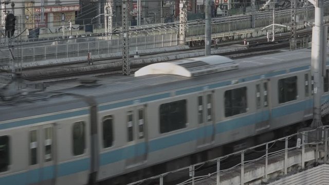 Two trains cross in the morning