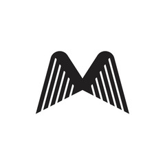 wings stripes geometric letter logo vector