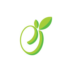 letter e 3d leaf circle ribbon logo vector