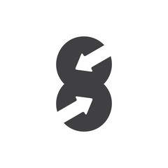 number 8 opposite arrow geometric logo vector