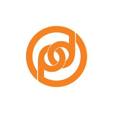 letter pd linked circle logo vector