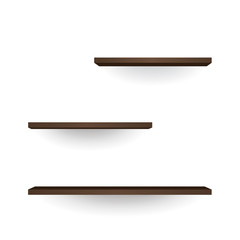 Dark brown wooden shelves