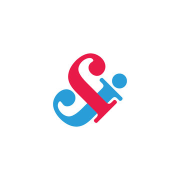 abstract letter sj colorful simple logo vector