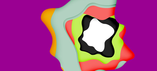 Vector decorative background. Abstract web template with cut out 3d paper abstract waves on light background for decoration design.