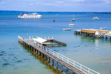Passenger ferry crossing Port Phillip Bay. Mornington Peninsula, Melbourne, Australia