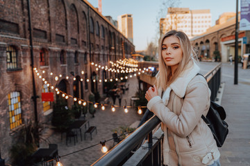 Obraz premium Portrait of Charming Young Blonde Girl, Fashion Street Style