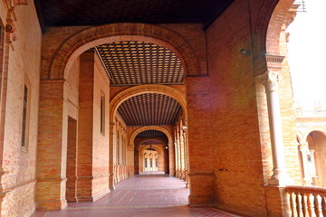 Scenic view of Beautiful architecture Plaza de Espana (Spainish Square) in Maria Luisa Park, Seville, Spain.