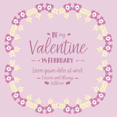 Fototapeta na wymiar Card template happy valentine, with pink and white flower frame beautiful. Vector