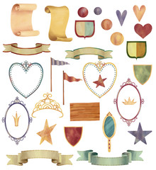 Set of cute elements for prince or princess. Hand drawn illustration. © Daria Pneva