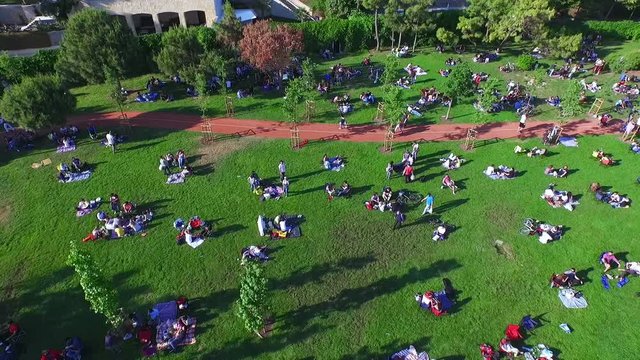 People Sitting on Grass in Kadikoy, Istanbul