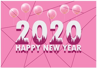 Pink Simple New Year Happy Festival Event Banner.2020. template