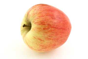 one red apple on white background