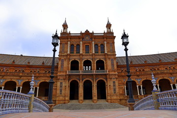 Fototapeta premium Scenic view of Beautiful architecture Plaza de Espana (Spainish Square) in Maria Luisa Park, Seville, Spain.
