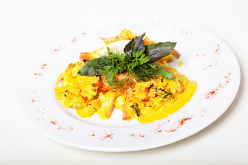 Fried rice with seafood - paella de marisco