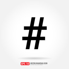Obraz premium Hashtag sign, vector icon