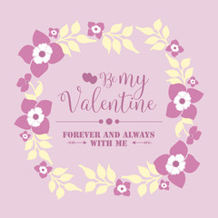 Greeting card design of happy valentine, with cute ornate pink and white floral frame. Vector