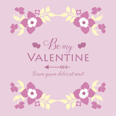 Decoration of greeting card happy valentine, with texture of flower frame elegant. Vector