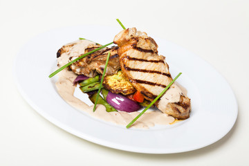 Pork steak with vegeatable garnish