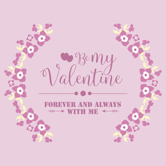 Pink and white flower frame ornate, isolated on pink backdrop, for card design happy valentine. Vector