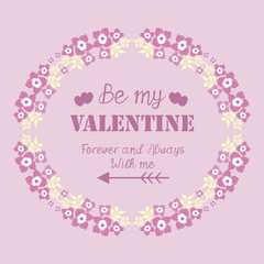 Card design element happy valentine with texture seamless of pink and white floral frame. Vector