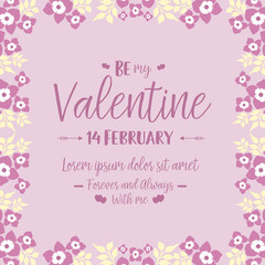 Fototapeta na wymiar Pink and white wreath frame of elegant, for design greeting card happy valentine romantic. Vector