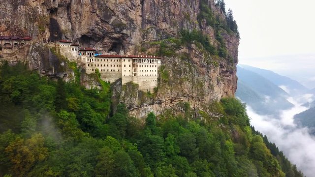 Carved mountain church for orthodox belief, Sumela Monastery, Trabzon, Turkey