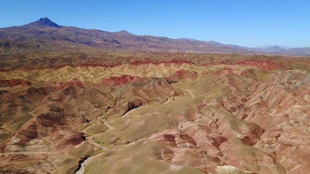 Flying on the colourful mountains and hills of Igdir, Turkey
