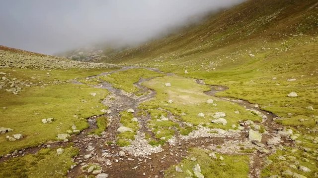 Clean stream flowing of green Ayder Plateau in Rize, Turkey