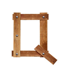 Wood font, wooden plank font letter Q