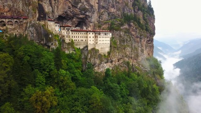 Carved mountain church for orthodox belief, Sumela Monastery, Trabzon, Turkey