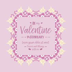 Unique pink and white floral frame, for greeting card wallpaper happy valentine sweet. Vector