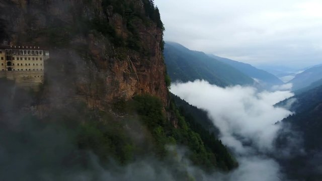 Carved mountain church for orthodox belief, Sumela Monastery, Trabzon, Turkey