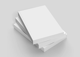 White Soft Cover Book Mockup, 3D Rendered on light gray background