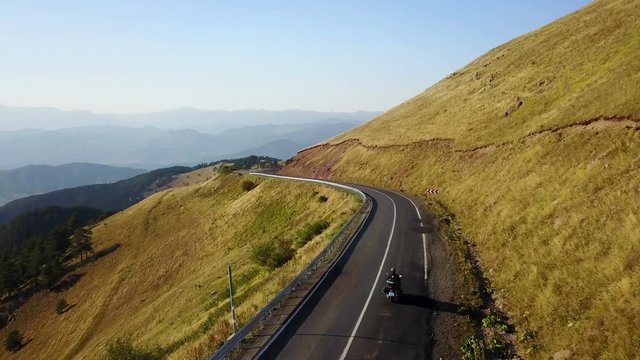 Motorbike riding with steppe view of Ardahan Canyon, Turkey