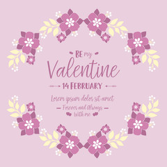 Decorative of frame with leaf white and pink floral of elegant, for poster design happy valentine. Vector