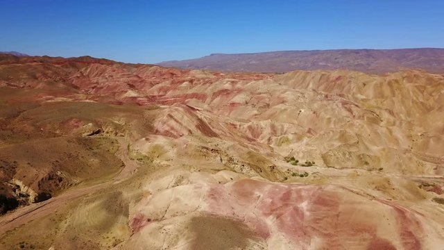 Flying on the colourful mountains and hills of Igdir, Turkey