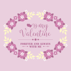 Design vintage card happy valentine, with beautiful bloosom pink floral frame. Vector