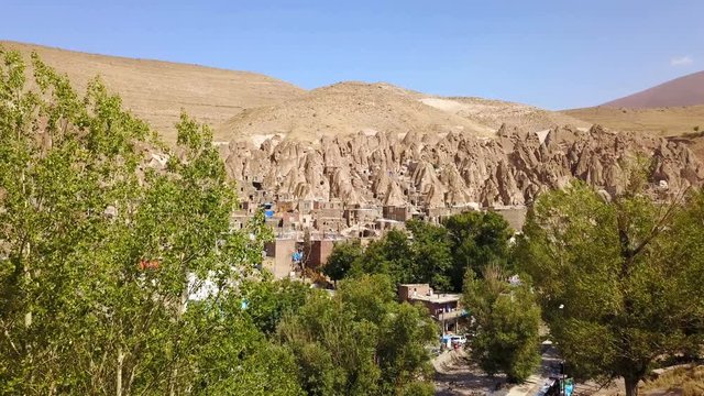 Unusual naturally formed carved rock cave houses of Kandovan, Iran
