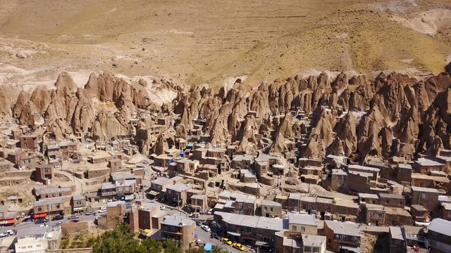 Unusual naturally formed carved rock cave houses of Kandovan, Iran