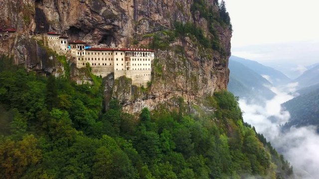 Carved mountain church for orthodox belief, Sumela Monastery, Trabzon, Turkey