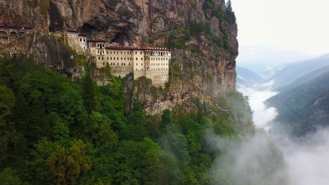 Carved mountain church for orthodox belief, Sumela Monastery, Trabzon, Turkey