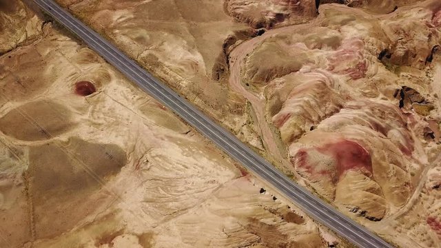 Long highway in the middle of the volcanic desert, Turkey