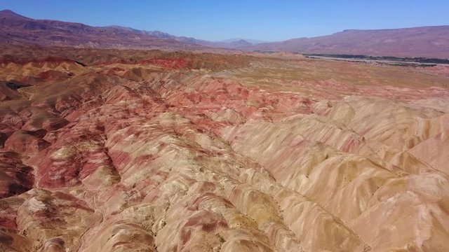 Flying on the colourful mountains and hills of Igdir, Turkey