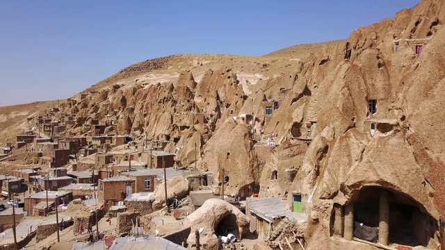 Unusual naturally formed carved rock cave houses of Kandovan, Iran