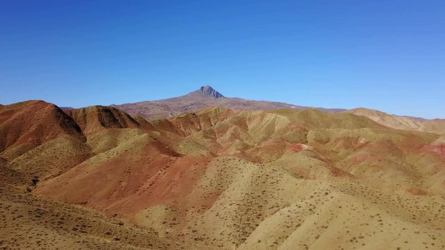 Flying on the colourful mountains and hills of Igdir, Turkey