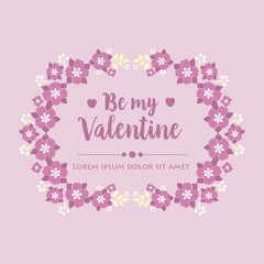 Greeting card happy valentine, with beautiful wreath frame and unique. Vector